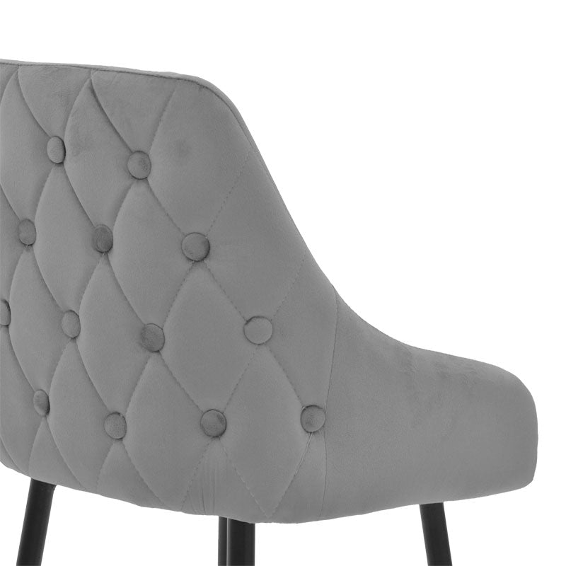 Бар стол Lithe метални златисто черни крака-сиво кадифе 47x44x98см