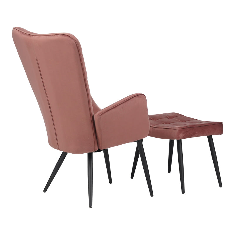 Фотьойл с табуретка Dorita кадифе гнила ябълка крак черен метал 68.5x76x103см