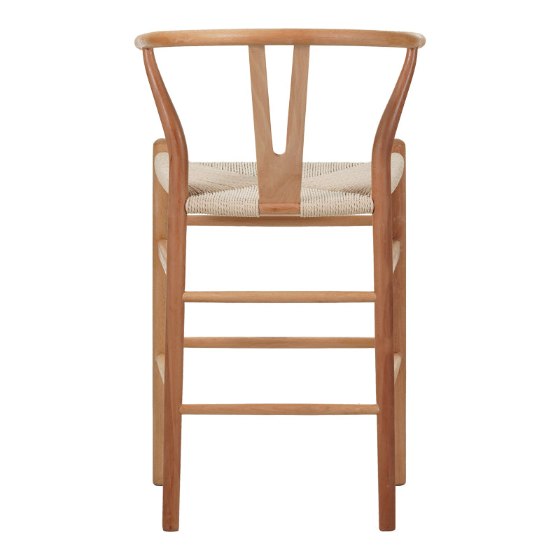 Бар стол Wishbone каучуково дърво-въже в естествен нюанс 55x49x96см