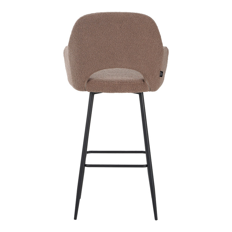 Бар стол Renish от дамаска капучино теди с черни метални крака 51x57x114см