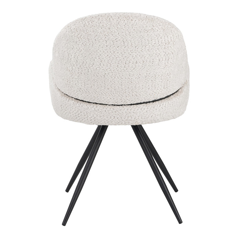 Въртящ се стол Morea букле в бежов цвят с черни метални крака 55x63.5x89.5cm