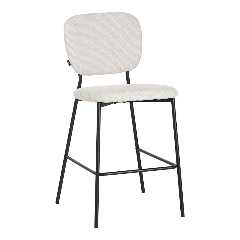 Бар стол Cathair букле плат в бежов цвят с черни метални крака 48x54x100см