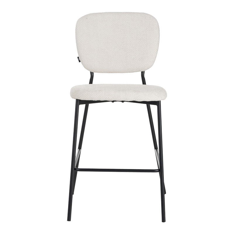 Бар стол Cathair букле плат в бежов цвят с черни метални крака 48x54x100см