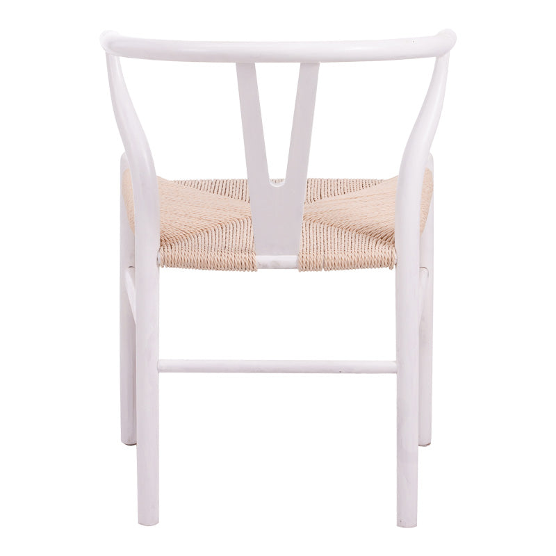 Стол wishbone каучуково дърво-въже в бял нюанс 60x51x80см