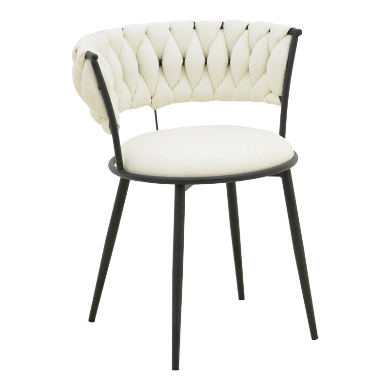 Кресло Аlkia в цвят екрю - черен метален крак 57x58,5x72см