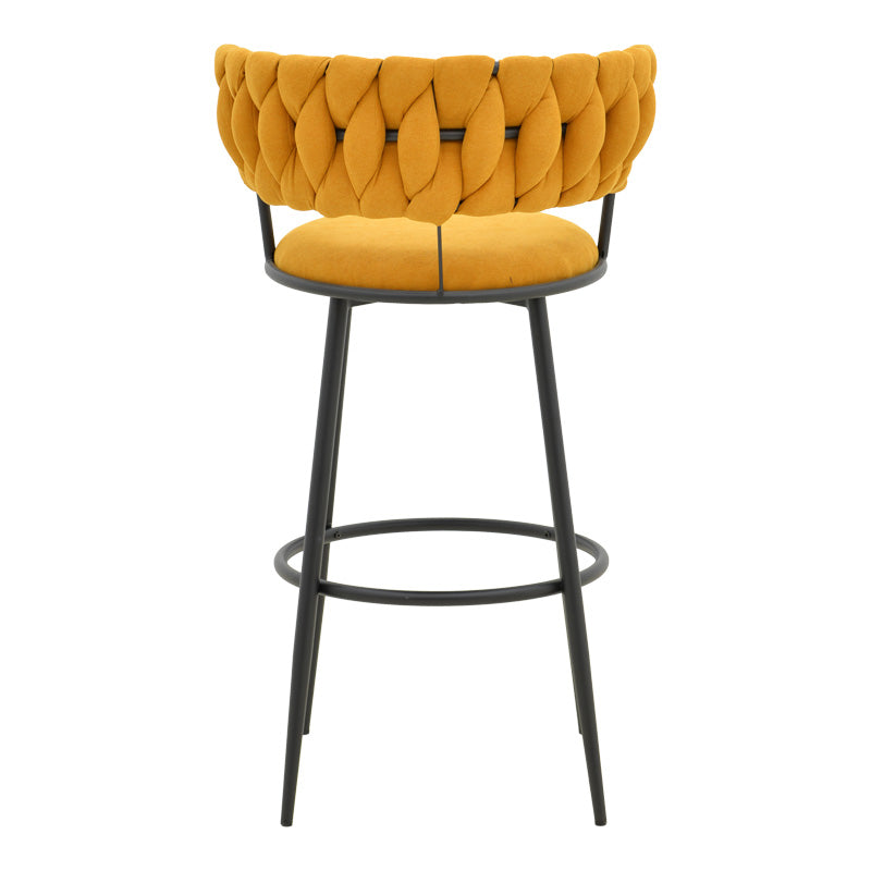 Бар стол Alkia дамаска в жълт цвят - черен метален крак 50x56x95см