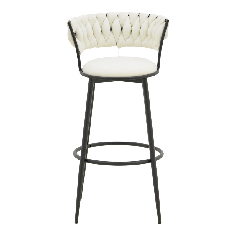 Бар стол Alkia в цвят екрю - черен метален крак 50x56x95см