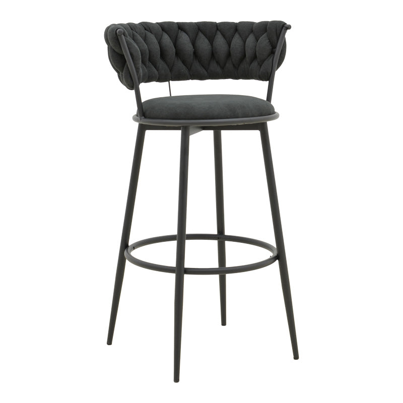 Бар стол Alkia дамаска в черен цвят - черен метален крак 50x56x95см