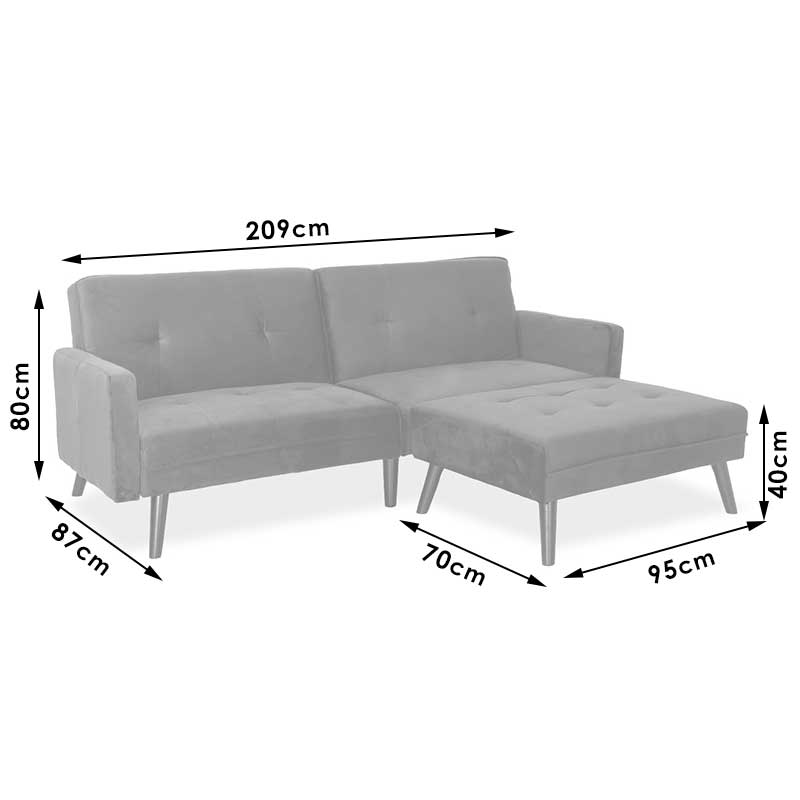 Диван - легло Dream с табуретка кадифе в жълто 209x157x80см