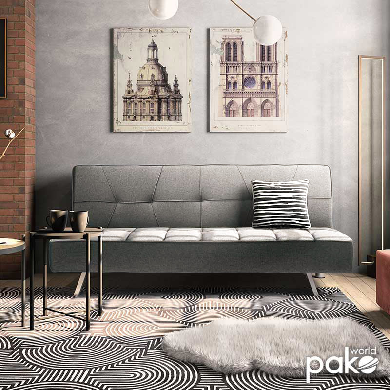 3 местен диван Travis с дамаска в сив цвят 175x83x74см