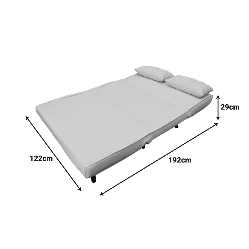 Разтегателен диван Josuane двуместен, бежов плат и крака от естествено дърво, 122x80x81см