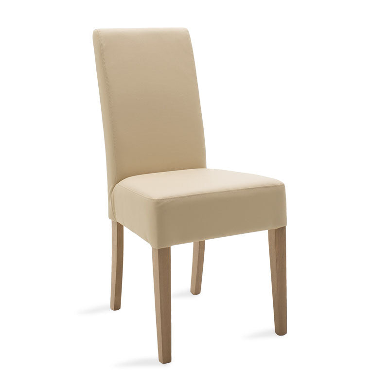 Стол Ditta с екрю пу - дървени крака сонома