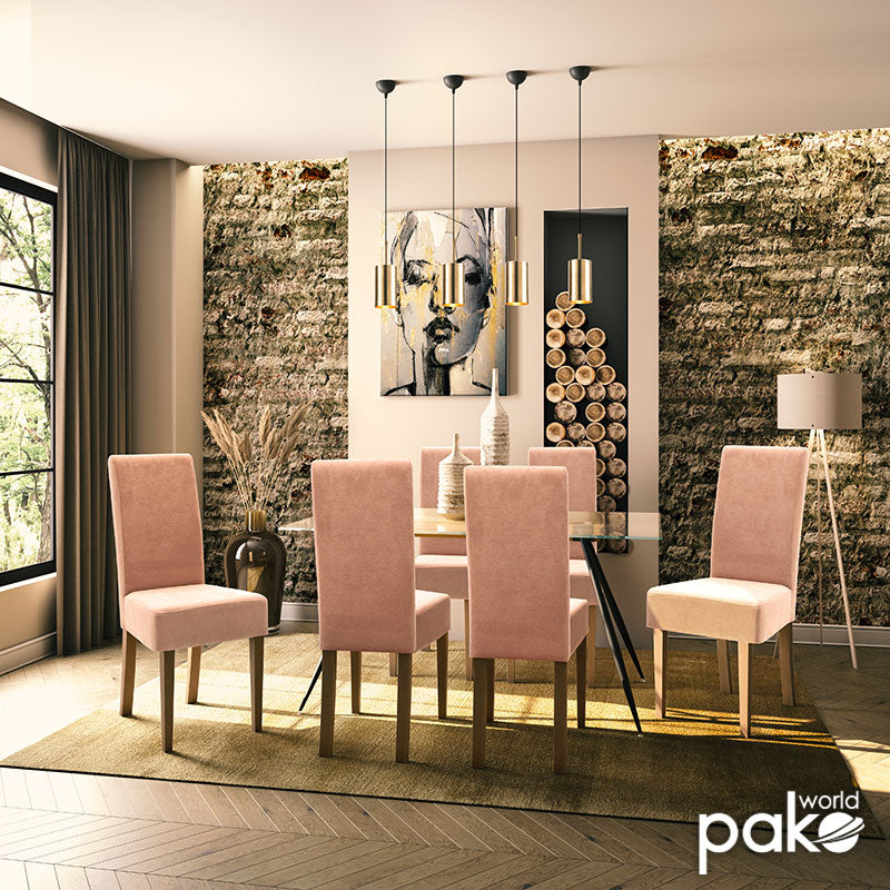 Стол Ditta с дамаска гнила ябълка - дървени крака орех