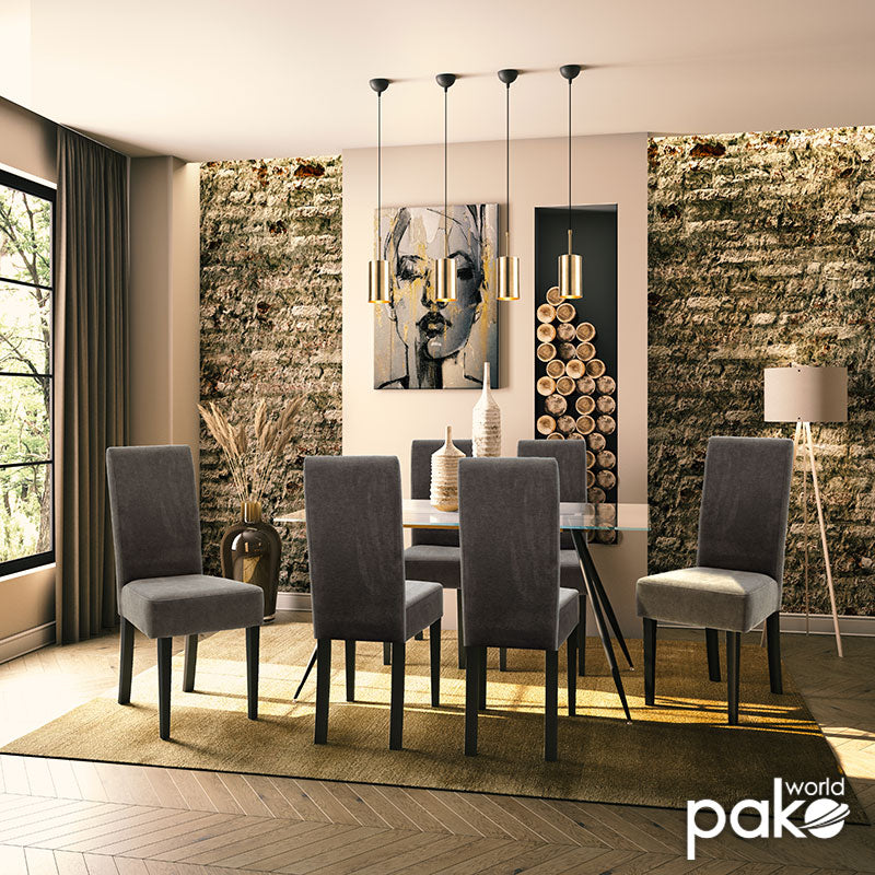 Дървен стол Ditta с тъмно сива дамаска - дървени крака венге