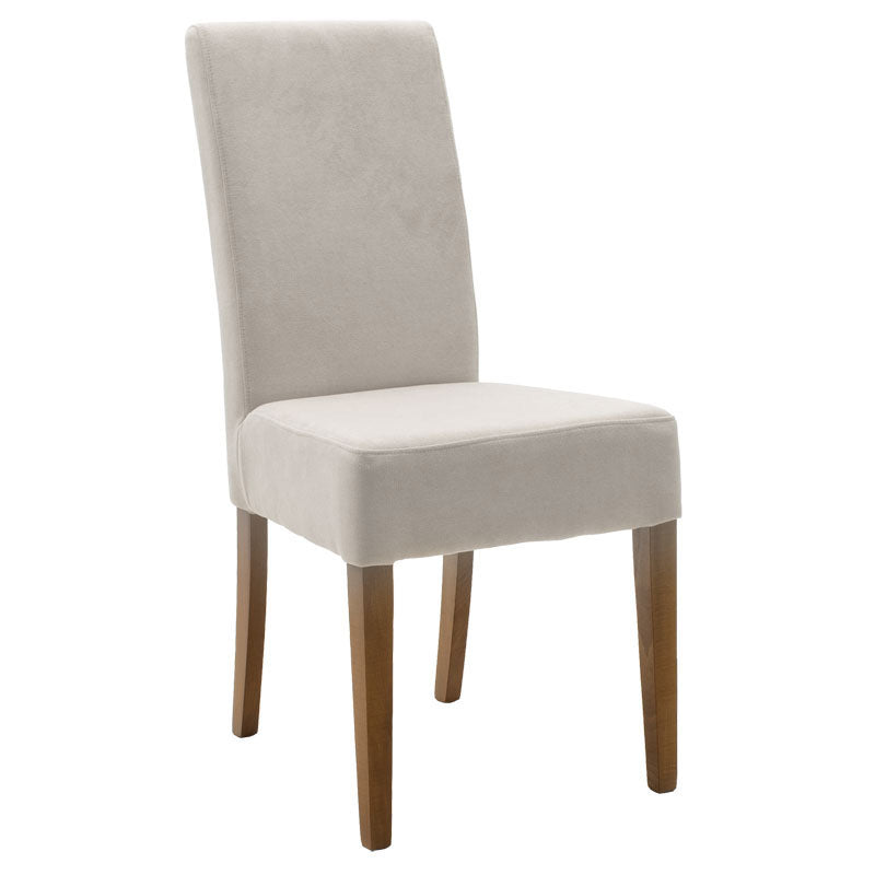 Стол Ditta със сива дамаска - дървени крака орех