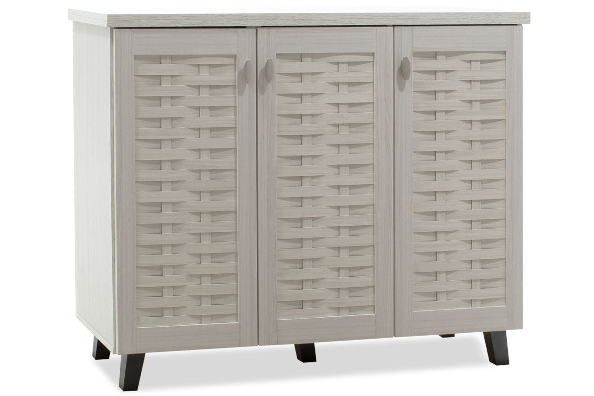 Шкаф за обувки MANTAM 16 чифта бяло-сив 115.5x40x92см