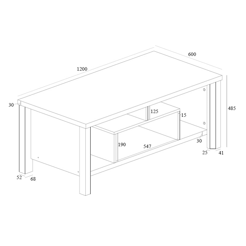 Холна маса Tracy бяло-сиво 120x60x48.5см