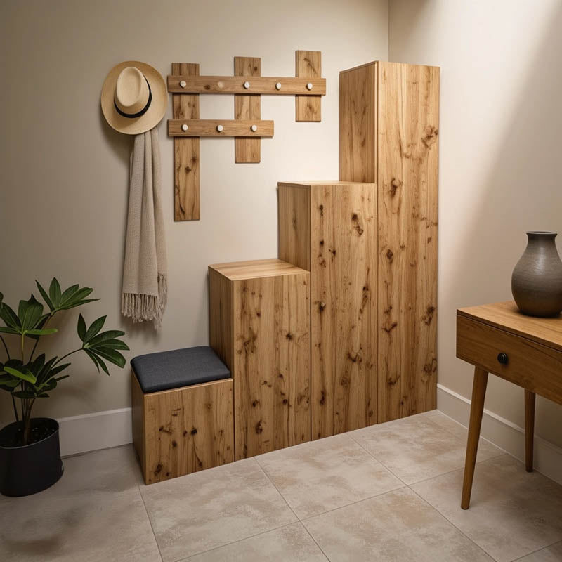 Мебели за входно антре Nenich в цвят сонома 150x37x180см