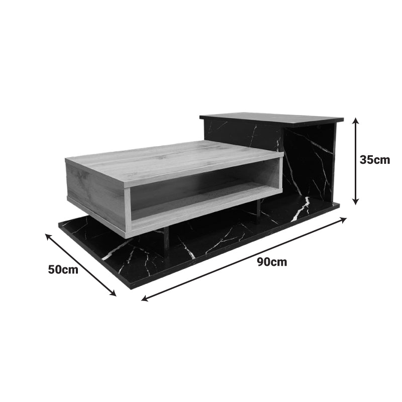 Холна маса Nuvele в черен мрамор-сонома нюанс 90x50x35см