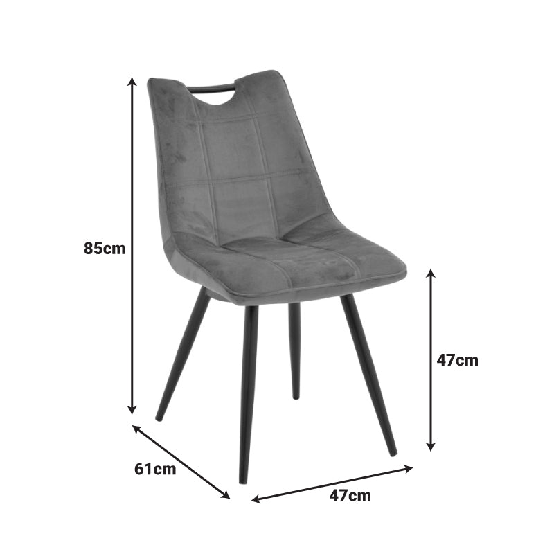 Стол Nely кафяво кадифе с черен крак 47x61x85см