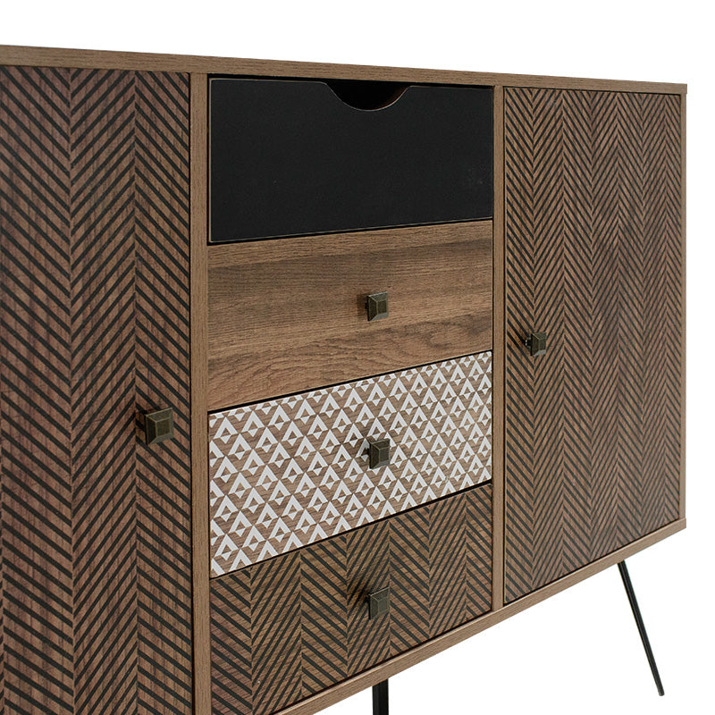 Бюфет Boho с четири чекмеджета в цвят орех 122x39,5x86см