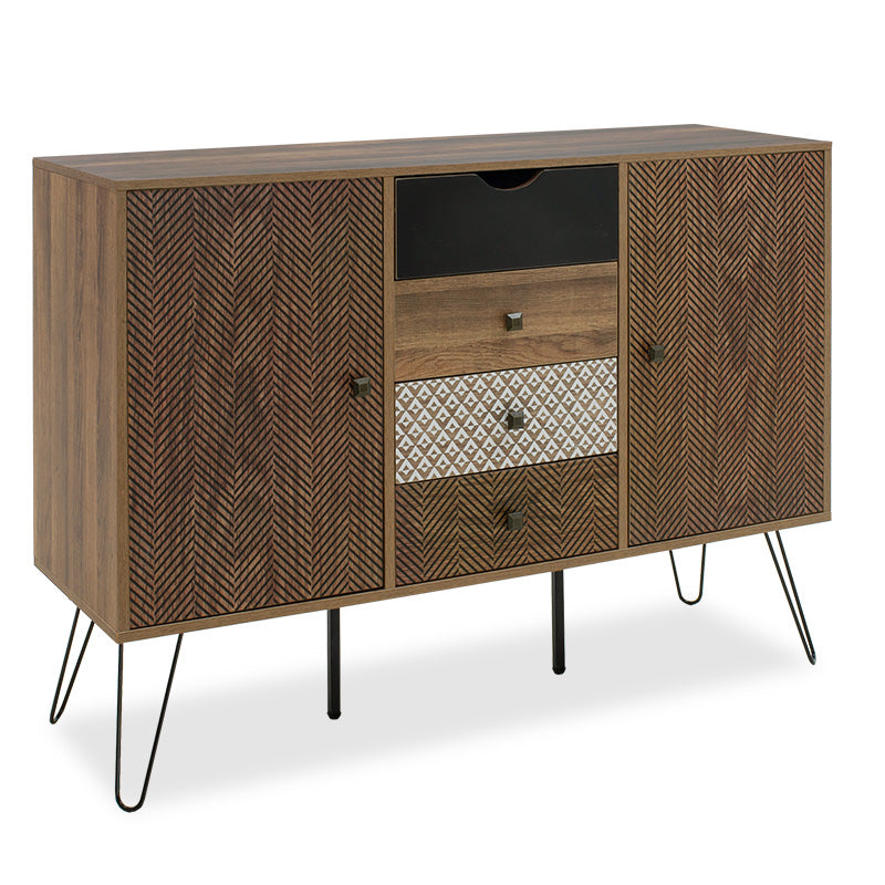 Бюфет Boho с четири чекмеджета в цвят орех 122x39,5x86см