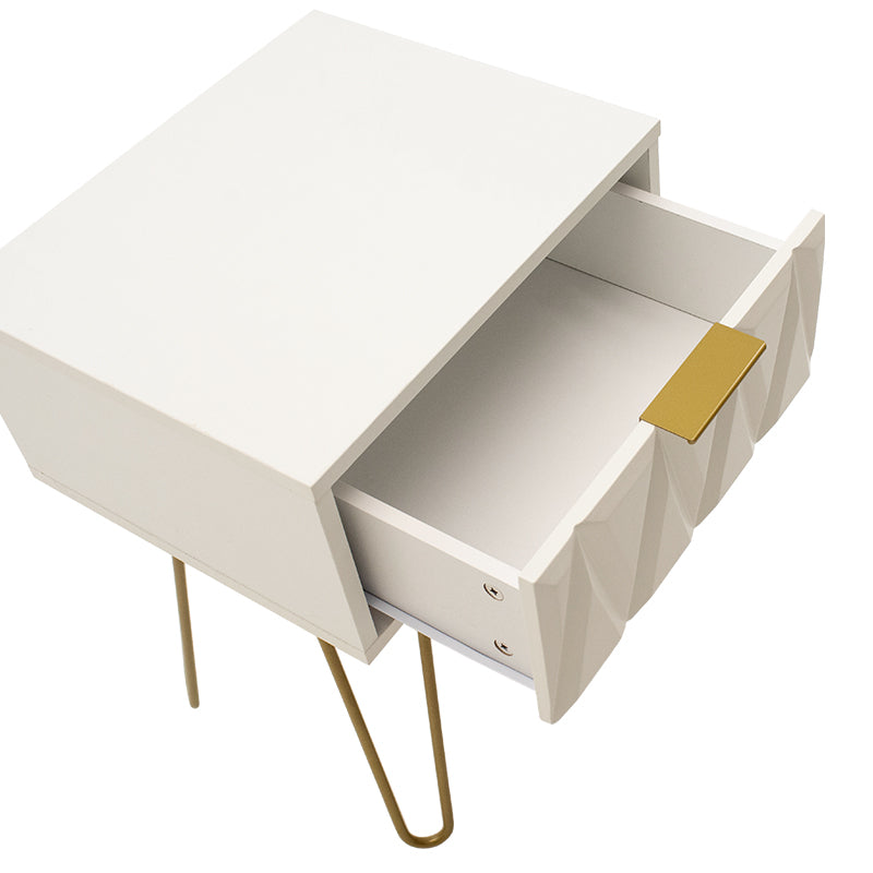 Нощно шкафче Isla в бяла боя-златист цвят 42x35x55см