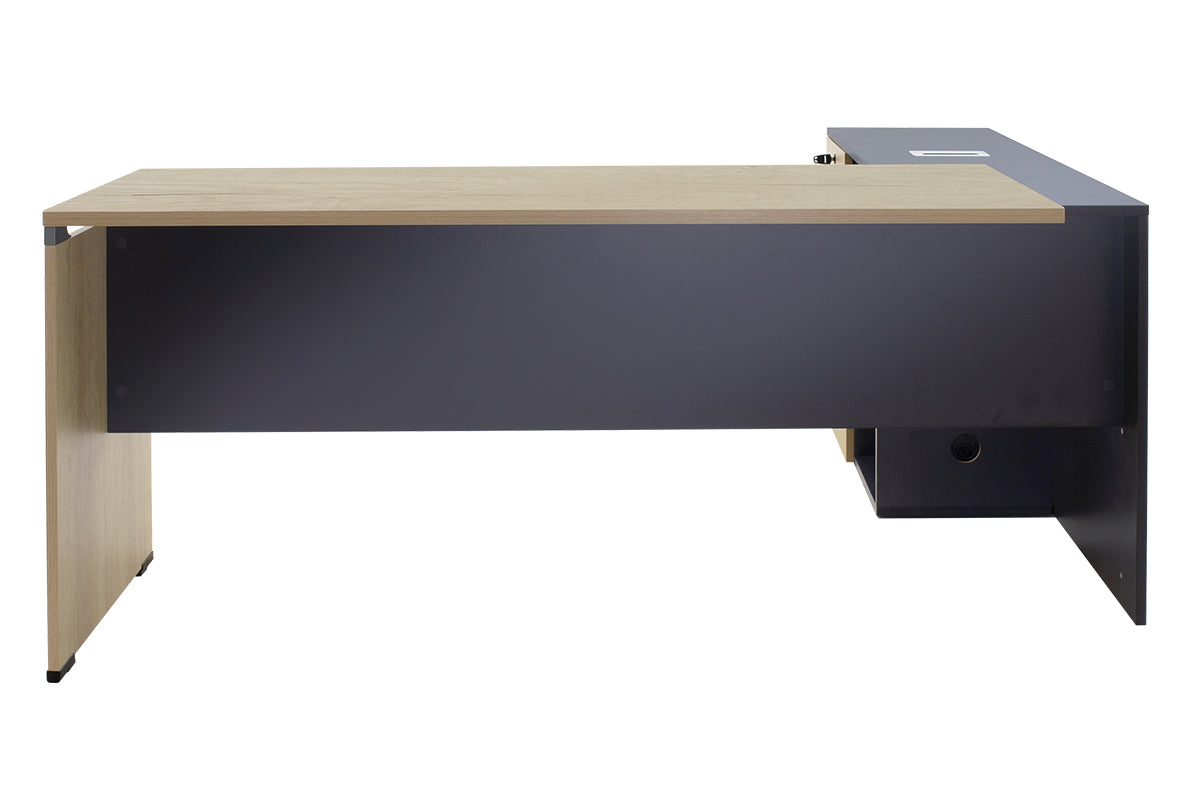 Професионално бюро реверсивно Lotus дъб-тъмно сив цвят 180x160x75см