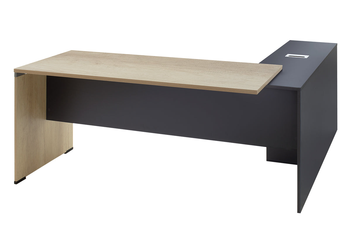 Професионално бюро реверсивно Lotus дъб-тъмно сив цвят 180x160x75см