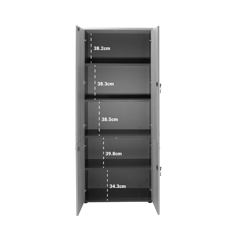 Етажерка с четири дървени врати Lotus в дъб - цвят тъмно сив 80x40,5x200см