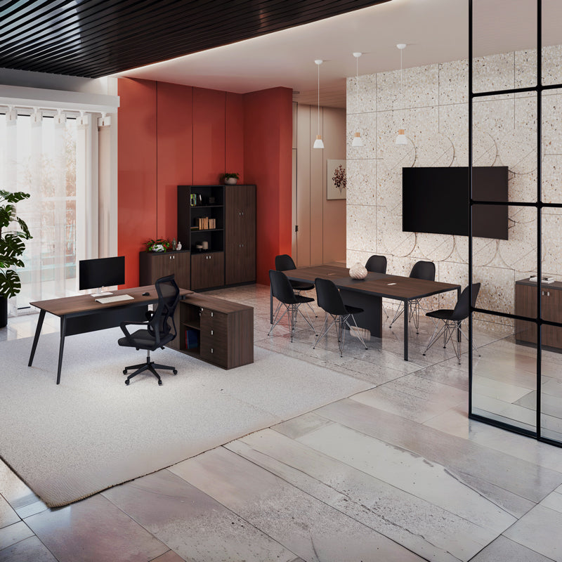 Работно реверсивно бюро професионално Denith въглен-орех 200x160x75см