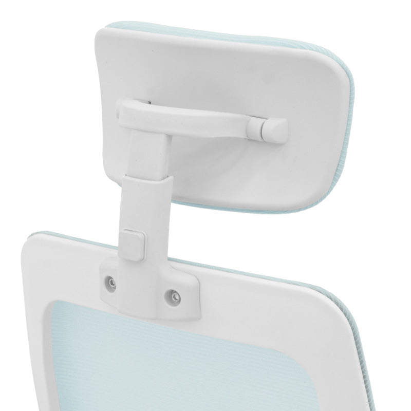 Офис стол Reji текстилна мрежа светло синя рамка бяла 58x60x107-117см