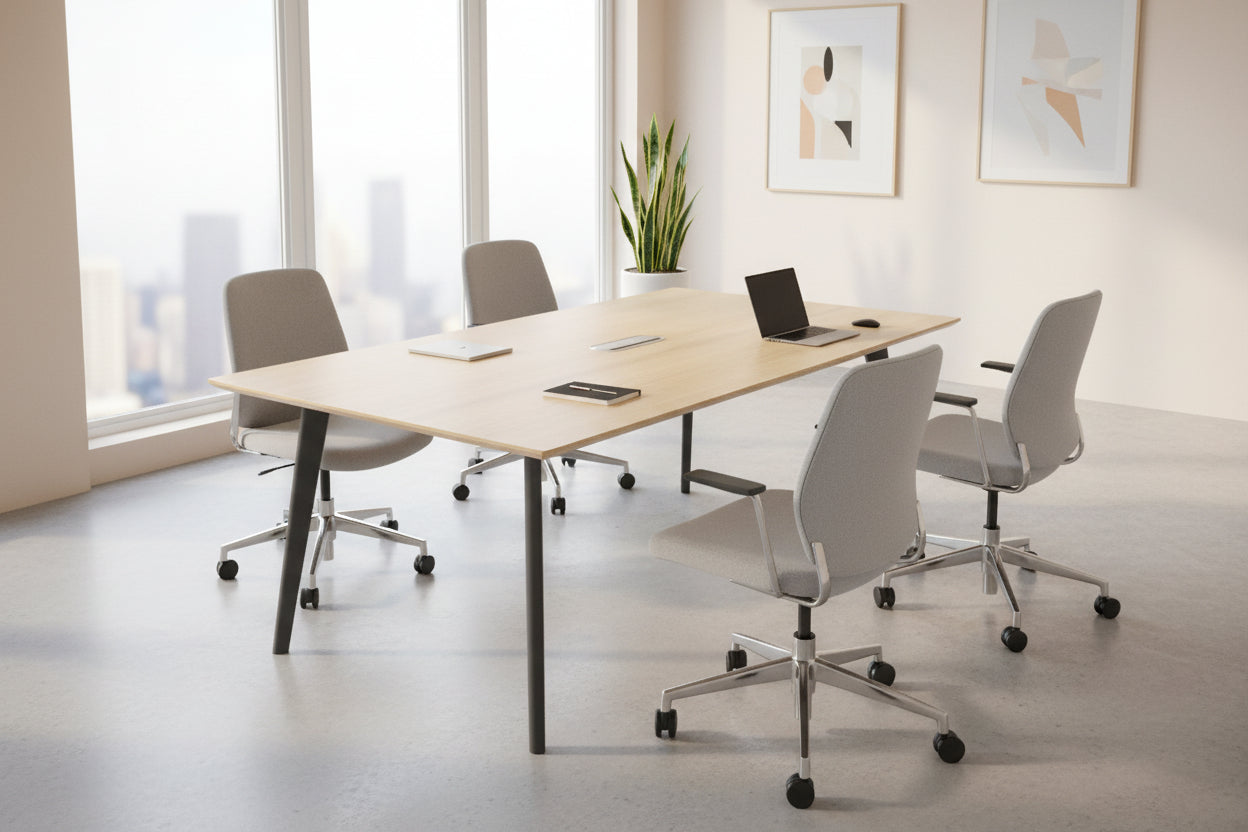 Професионална конферентна маса Denith тъмно сиво-естествено, 180x100x75см