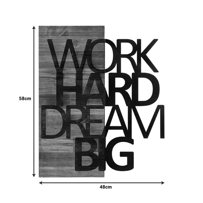 Стенен декор Deseze борово дърво в естествен цвят и черен метал 48x3x58см