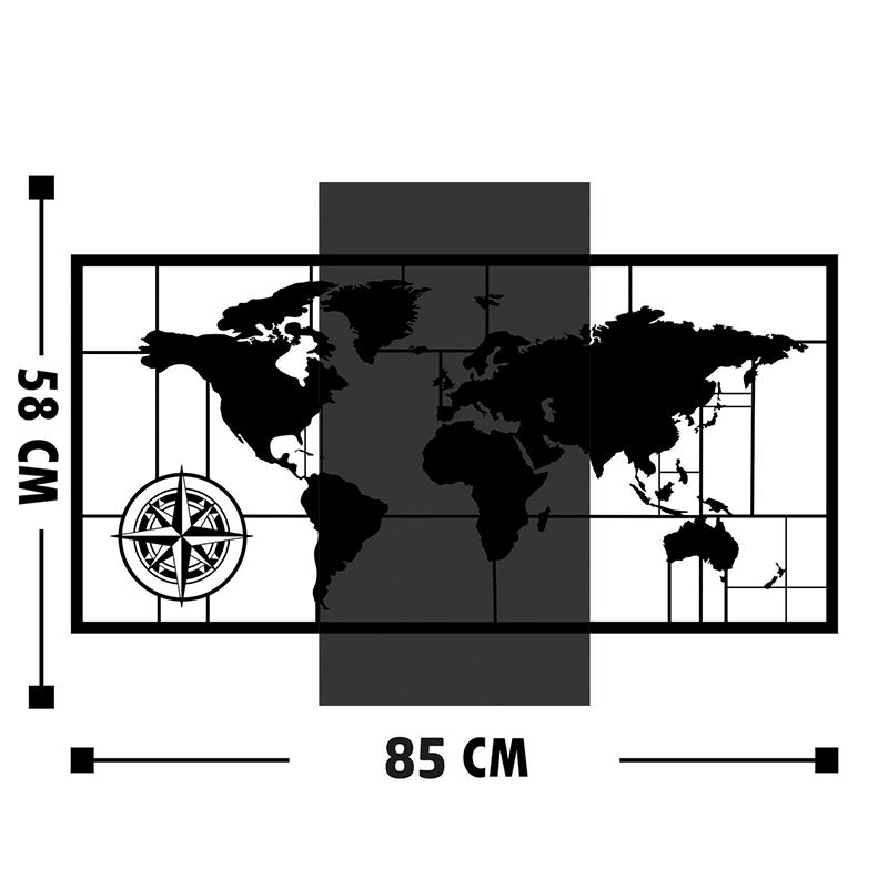 Стенен декор Merzo борово дърво в естествен цвят и черен метал 58x3x85cm