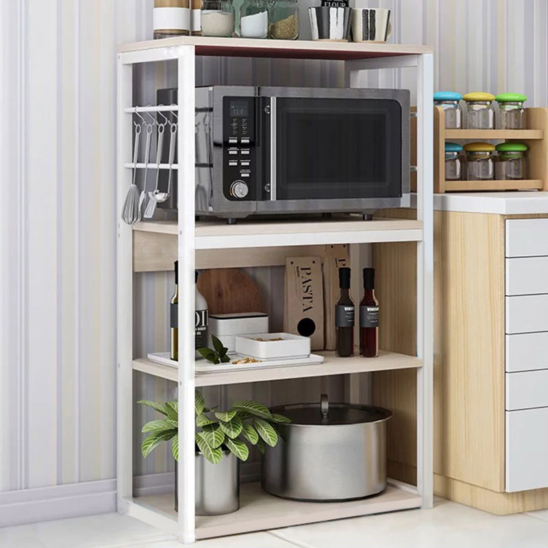 Подова етажерка  Wille метален бял-натурален 50х30х99см