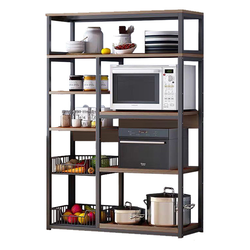 Подов багажник Leena метален тъмен орех-черен 80x30x142см