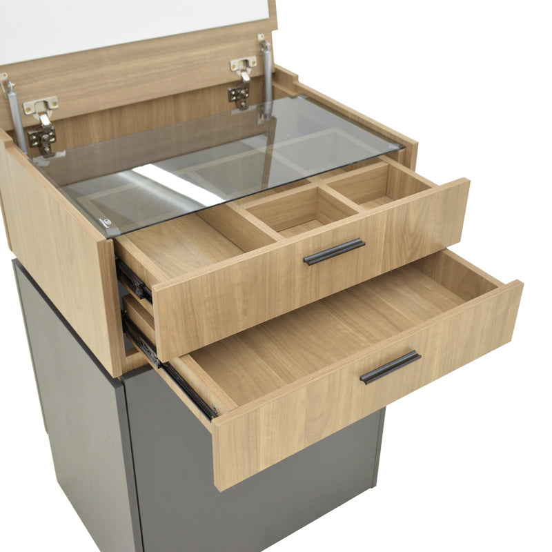 Тоалетка Sonlen с табуретка в цвят тъмно сиво-светъл орех 60x45x122см