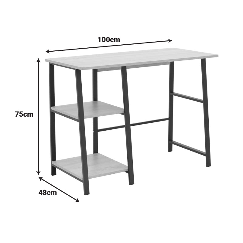 Учебно бюро Ferje с рафтове мдф в естествено-черен цвят 100x48x75см