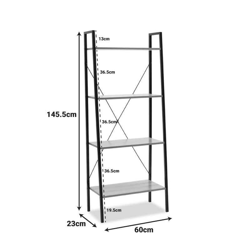 Библиотека Ramon цвят модерен дъб с черна метална рамка 60x23x145,5см