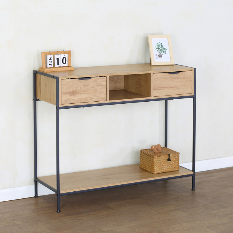 Конзола Regando в цвят дъб с черен метал 100x35x80см