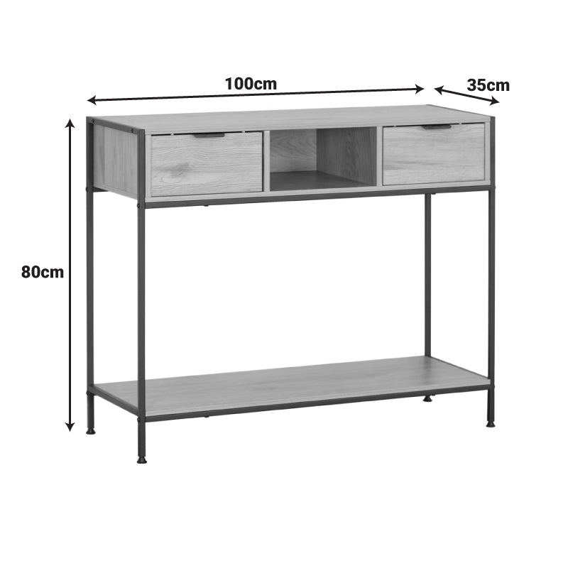 Конзола Regando в цвят дъб с черен метал 100x35x80см