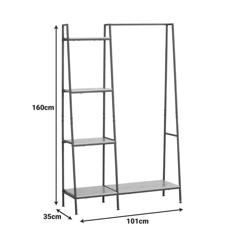 Етажерка Herevy в цвят дъб с черен метал 101x35x160см