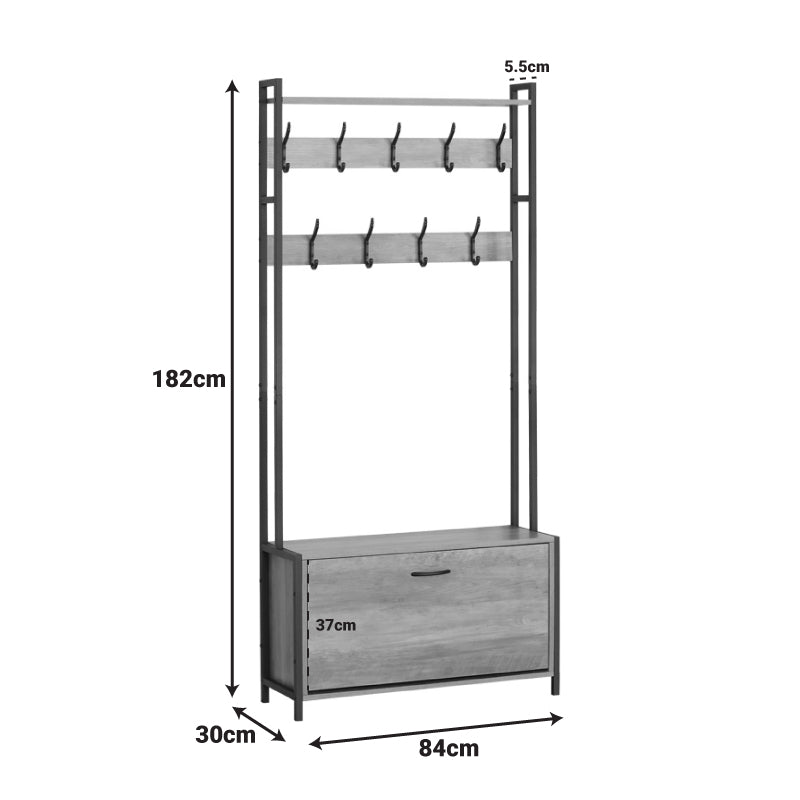 Входна мебел Ventoria цвят дъб с черен метал 84x30x182см