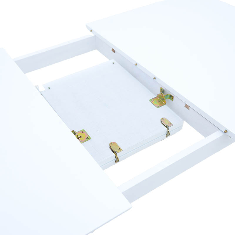 Mabor-York комплект разтегателна трапезна маса от 5 части, бяло дърво, 120-150x80x73.8cm