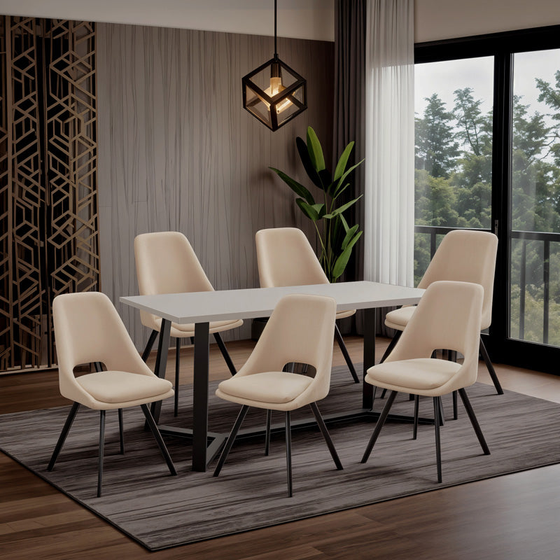 Стол Initiate /букле цвят крем-черни крака