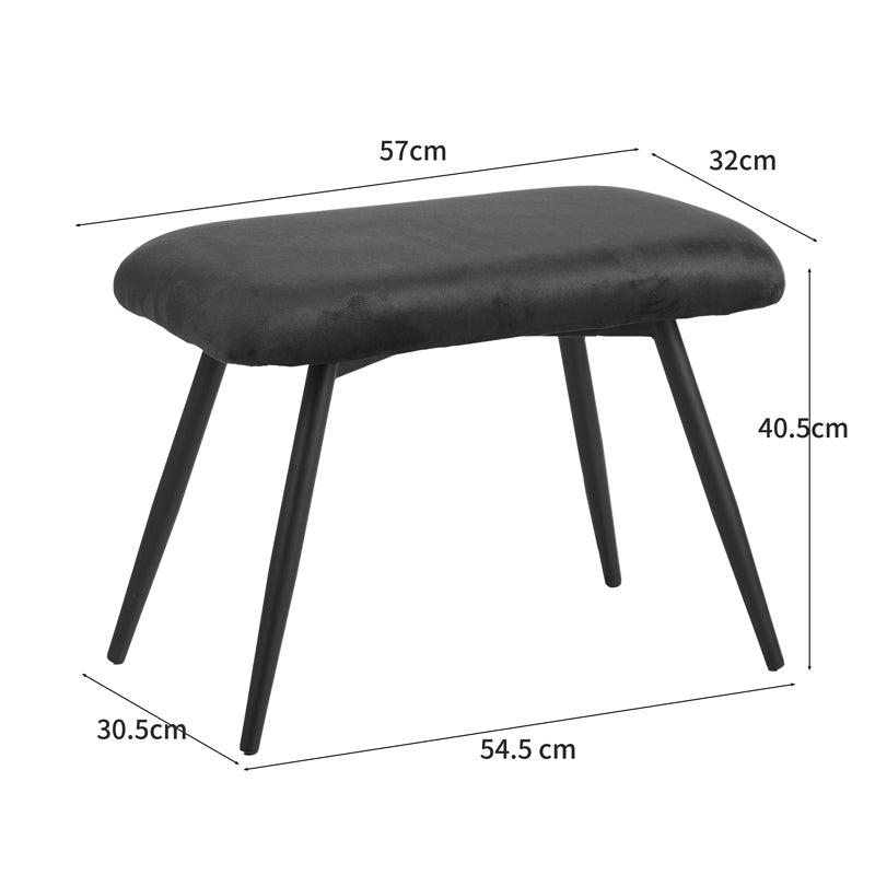 Фотьойл с табуретка Rueda кадифе в жълт нюанс с черни метални крака 71.5x66.5x99см