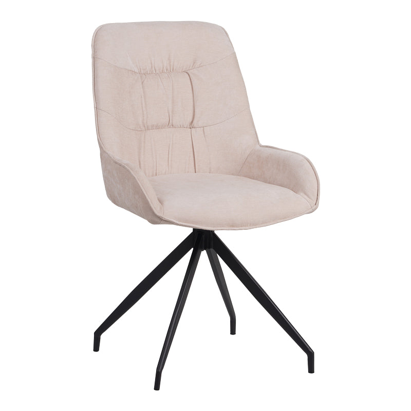 Въртящ се стол Kadeira плат в бежов нюанс с черни метални крака 57.5x51x89