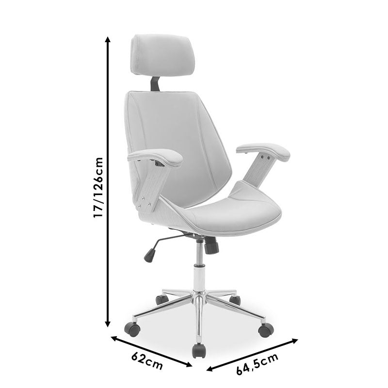 Директорски офис стол Fern pu в черен нюанс и орехово дърво 64.5x62x117/123см