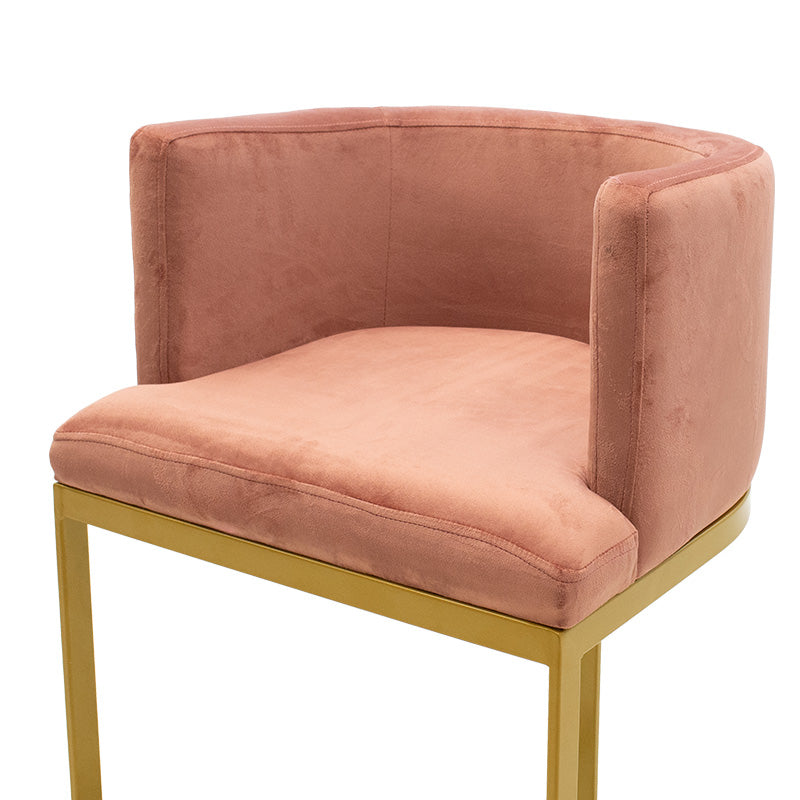 Бар стол Viv гнила ябълка кадифе - златист метал 54x50x95см